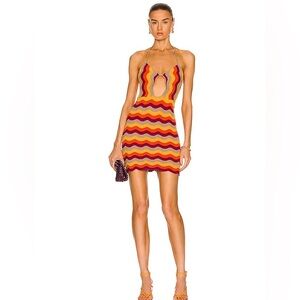 Atoir Orange Red Halter Mini Dress Night Out